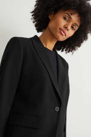 Blazers C&A Business Blazer- Regular Fit 4 Way Stretch Feminino Pretas | 10627XMLU