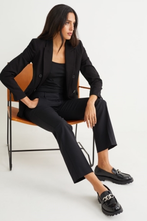 Blazers C&A Business Regular Fit Feminino Pretas | 10473KWQC