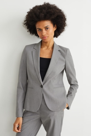 Blazers C&A Business Regular Fit Feminino Cinzentas | 92758MDRW