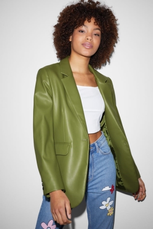 Blazers C&A Clockhouse Faux Couro Feminino Verdes | 62135DZFK