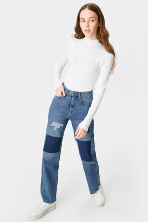 Calça Jeans C&A Clockhouse Relaxed Feminino Azuis | 64301BYCG