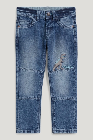 Calça Jeans C&A Dinosaur Slim Menino Azuis Luz Azuis | 18530POHM