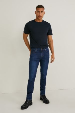 Calça Jeans C&A Made In Eu Slim Organic Algodão Masculino Azuis | 98642KGCE