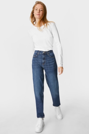 Calça Jeans C&A Mom Feminino Azuis Luz Azuis | 81279MQDT