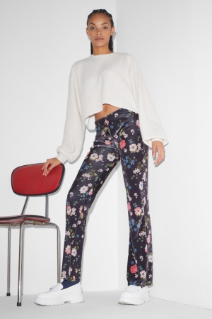 Calças C&A Clockhouse Velvet Leggings Floral Feminino Azuis Escuro | 24913VPEL