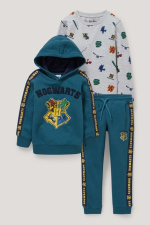 Calças C&A Harry Potter Set, Long Sleeve And Joggers Menino Turquesa Escuro | 13892LVAS