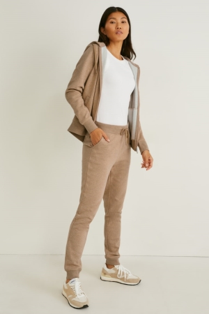 Calças C&A Joggers Organic Algodão Feminino Bege | 64139KVCA