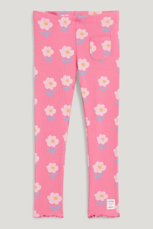 Calças C&A Leggings Floral Menina Rosa | 74592IHOL