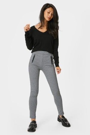 Calças C&A Leggings Recycled Check Feminino Branco | 63902XRZN