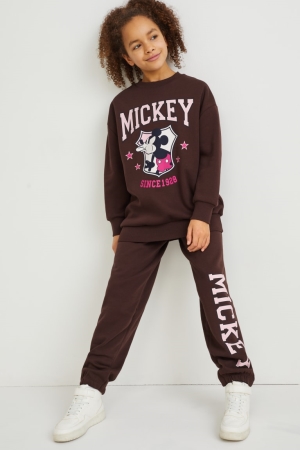 Calças C&A Mickey Mouse Set And Joggers 2 Piece Menina Marrom Escuro | 42861RGQM