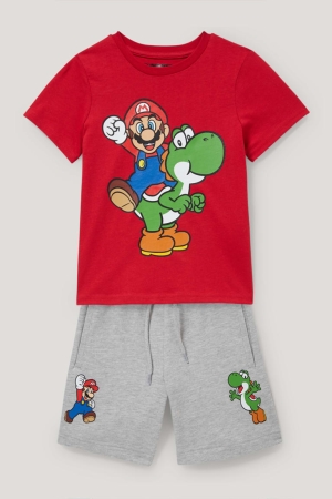 Calças C&A Super Mario Set Sleeve And Sweat 2 Piece Menino Vermelhas | 96741BMKT