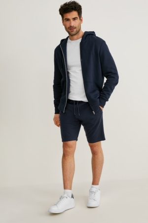 Calções C&A Sweat Masculino Azuis Escuro | 50961PZYB