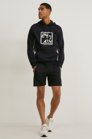 Calções C&A Sweat Masculino Pretas | 10853NXJH