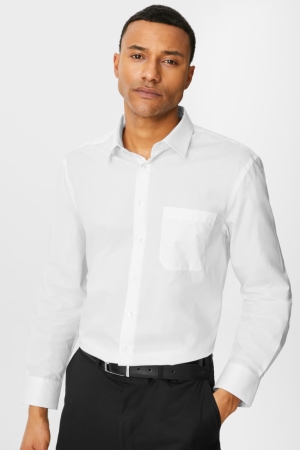 Camisas C&A Business Regular Fit Extra-Sleeve s Easy-iron Masculino Branco | 93547YLRU