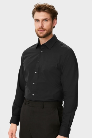 Camisas C&A Business Regular Fit Kent Collar Easy-iron Masculino Pretas | 75940WFJG