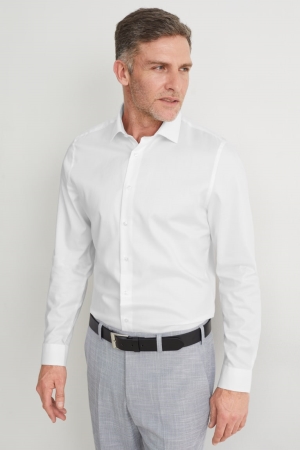 Camisas C&A Business Slim Fit Cutaway Easy-iron Masculino Branco | 09567YBTJ