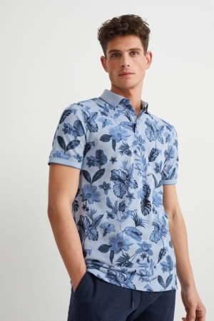 Camisas C&A Polo Masculino Azuis | 07384PXTJ