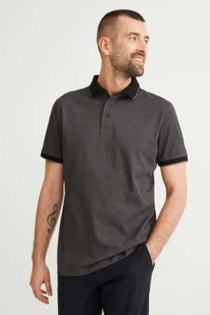 Camisas C&A Polo Patterned Masculino Cinzentas Escuro | 43198DXRW