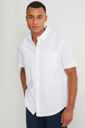 Camisas C&A Regular Fit Button-down Collar Organic Algodão Masculino Branco | 34709CGYL