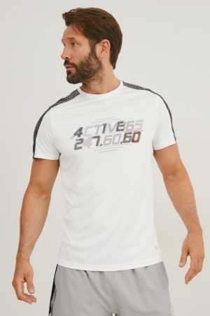 Camiseta C&A Active Masculino Branco | 62375GBLO