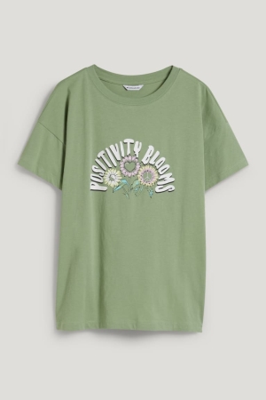 Camiseta C&A Clockhouse Feminino Verdes | 21983VKLX