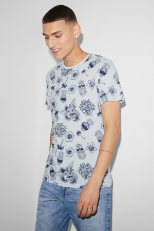 Camiseta C&A Clockhouse Masculino Luz Azuis | 74623TAZL