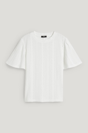 Camiseta C&A Feminino Branco | 69701MNBD