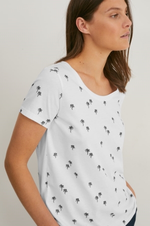 Camiseta C&A Feminino Branco | 87240KWJZ