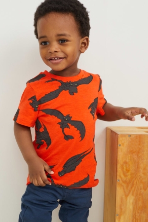 Camiseta C&A How To Train Your Dragon Sleeve Menino Laranja | 34856DZRJ