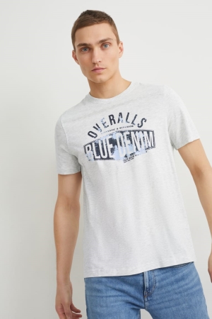 Camiseta C&A Masculino Luz Cinzentas | 47126HULD