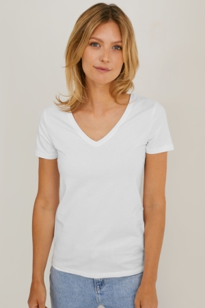 Camiseta C&A Multipack Of 2 BasicOrganic Algodão Feminino Branco | 36450YHVK