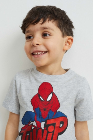 Camiseta C&A Multipack Of 3 Spider-man Sleeve Menino Azuis Escuro | 45826AQMJ