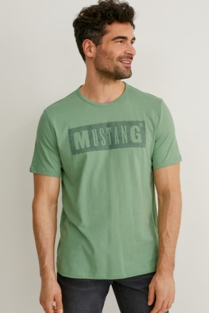 Camiseta C&A Mustang Masculino Verdes | 37865RYNW