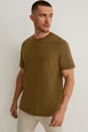 Camiseta C&A Organic Algodão Masculino Caqui | 23890TPAQ