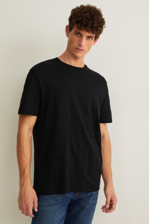 Camiseta C&A Organic Algodão Masculino Pretas | 23148UVJC