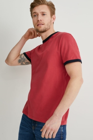 Camiseta C&A Organic Algodão Masculino Vermelhas | 54908HWRD