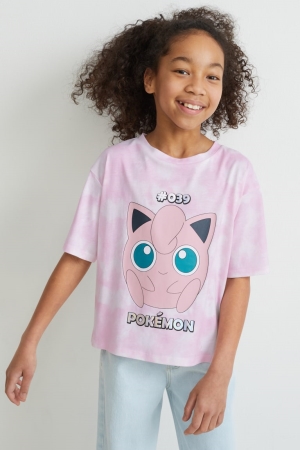 Camiseta C&A Pokémon Sleeve Menina Rosa | 21369YCUX