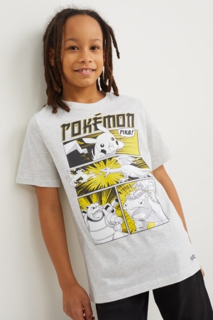 Camiseta C&A Pokémon Sleeve Menino Luz Cinzentas | 35892YBJQ