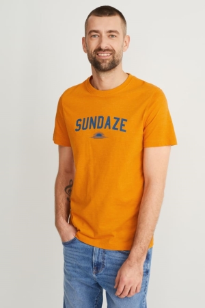 Camiseta C&A With Recycled Polyester Masculino Laranja | 09162ZQXR