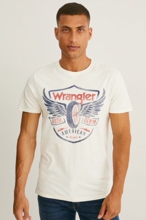 Camiseta C&A Wrangler Masculino Branco | 35027ZCYA