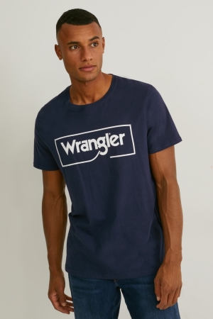 Camiseta C&A Wrangler Masculino Pretas | 56021TWVZ