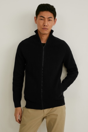 Cardigan C&A Masculino Pretas | 89437MOLR