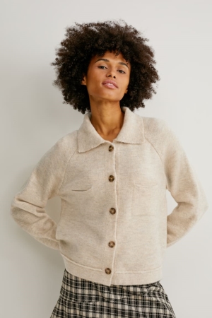 Cardigan C&A Recycled Feminino Bege | 56802JEDK