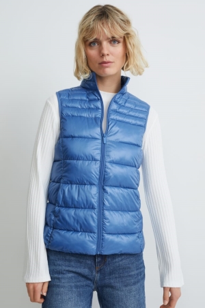 Casaco C&A Acolchoado Gilet Feminino Azuis | 27940MNGB