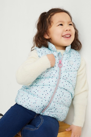 Casaco C&A Acolchoado Gilet Polka Dot Menina Luz Azuis | 97235UMOY