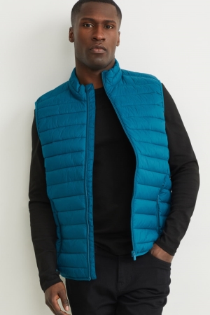 Casaco C&A Acolchoado Gilet Recycled Masculino Azuis | 28940NDKA