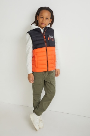 Casaco C&A Acolchoado Gilet Recycled Menina Laranja | 71632TIBP