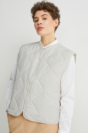 Casaco C&A Acolchoado Gilet With Recycled Polyester Feminino Branco | 12754CWFQ