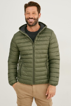 Casaco C&A Acolchoado With Hood Recycled Masculino Verdes Escuro | 09756SIYK