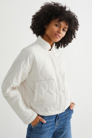 Casaco C&A Acolchoado With Recycled Polyester Feminino Branco | 51643BLZD